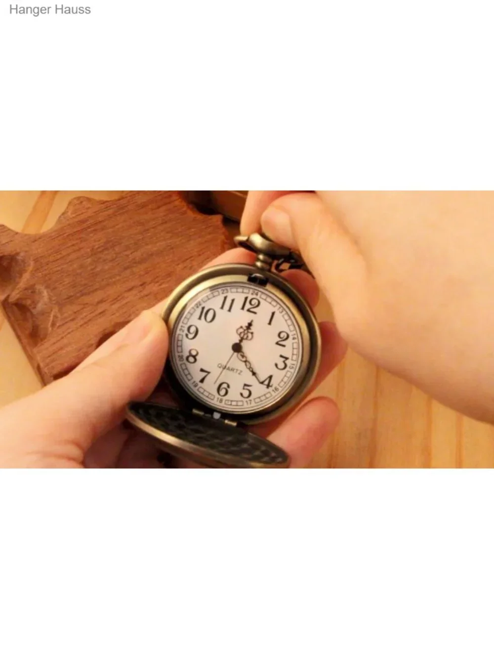 Vintage Bronze Quartz Pocket Watch for Men with Chain